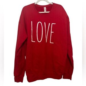 Rae Dunn Women's Red "LOVE." Graphic Crewneck Sweatshirt Pullover Size XL